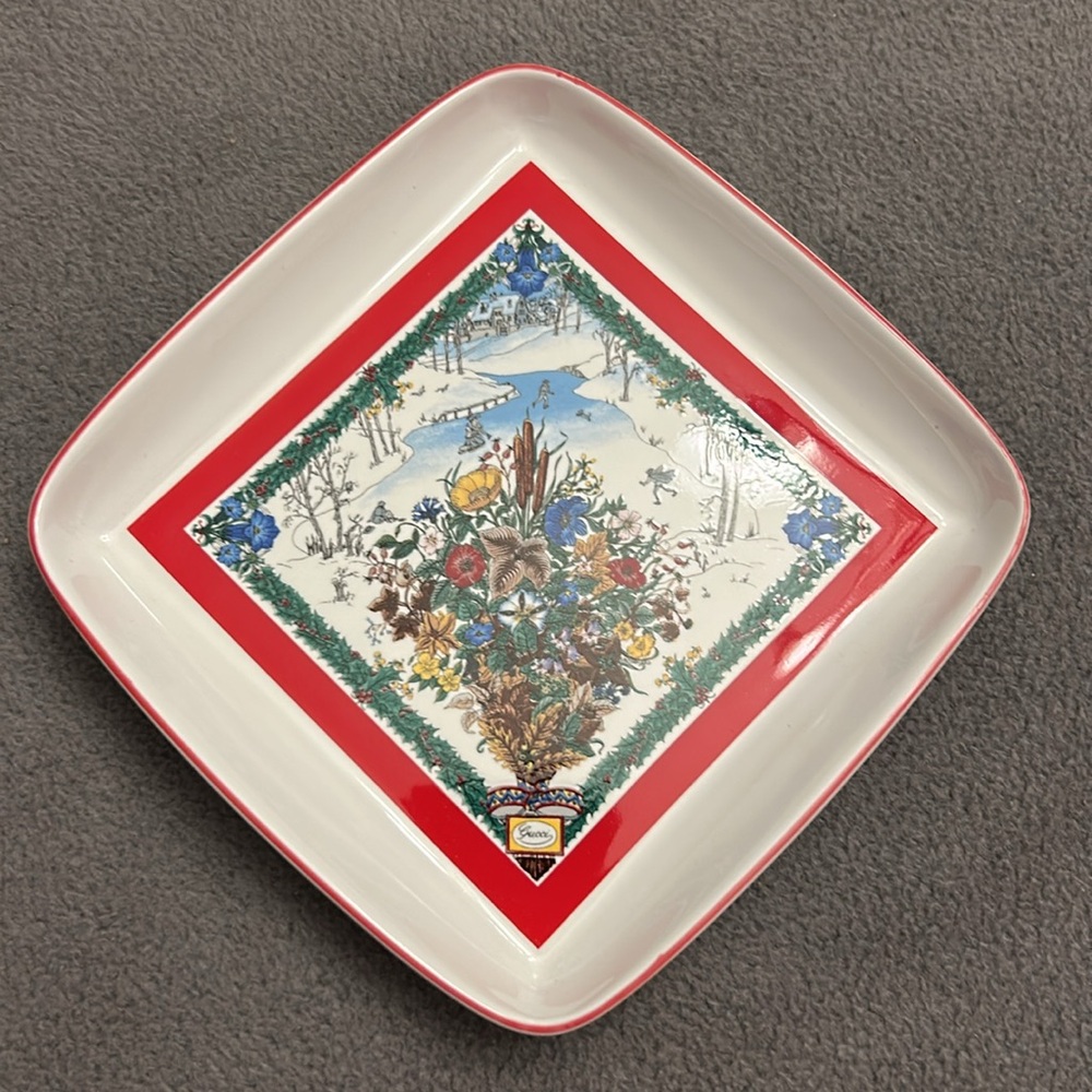 Vintage 1980’s Gucci White Porcelain Tray, 5” Square, NWOT